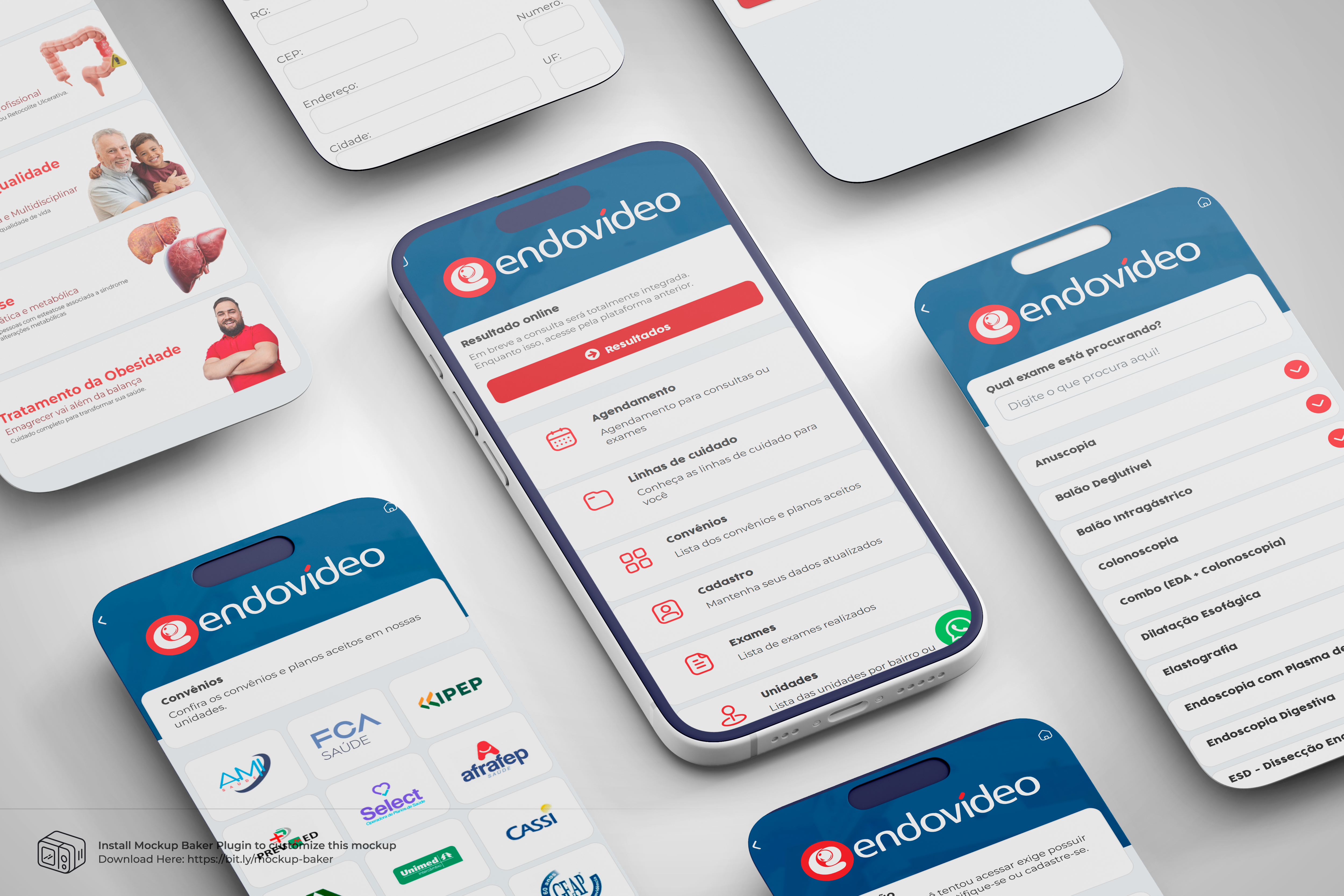 Aplicativo Endovideo em telas mobile