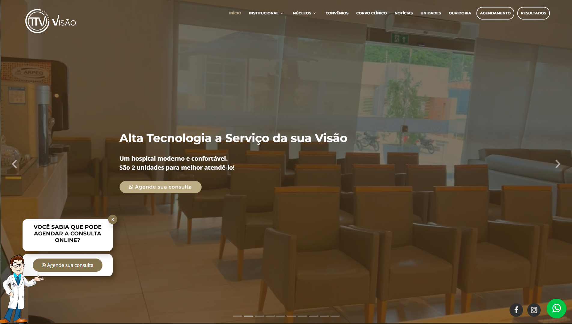 Website da ITVisão, hospital dia focado em oftalmologia